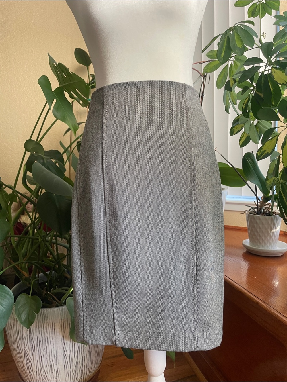 Express Gray Textured Pencil Skirt